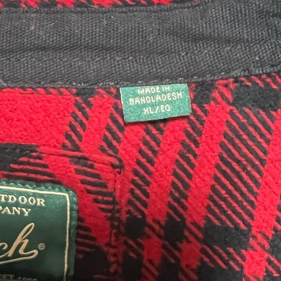 Woolrich Shacket Cotton Red Heavy Flannel Shirt Red Grid Plaid XL - Picture 4 of 5